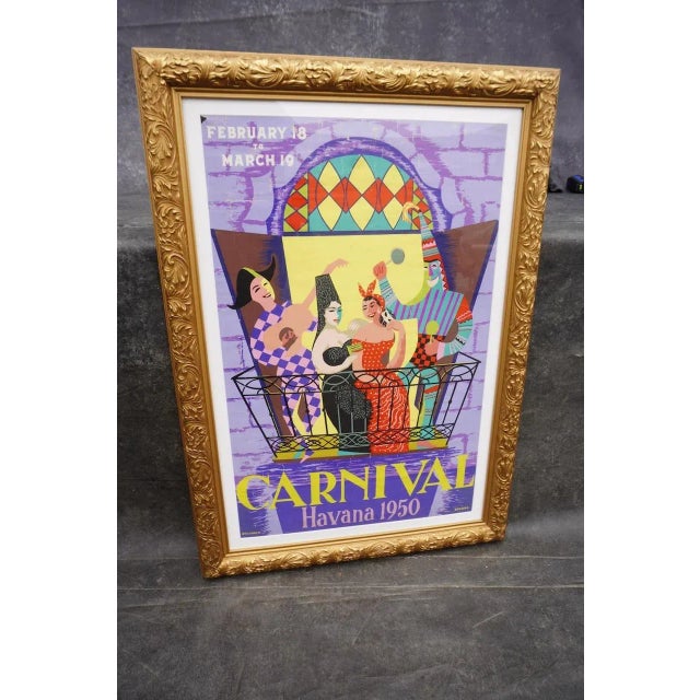 Bermudez Original Carnival Havana 1950 Poster, Framed For Sale - Image 4 of 8