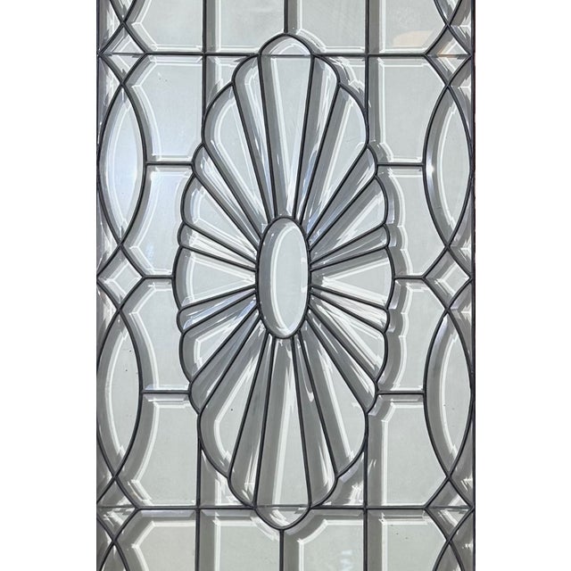Mahogany "Antique" Leaded Glass Door - Oval Sunburst For Sale - Image 4 of 5
