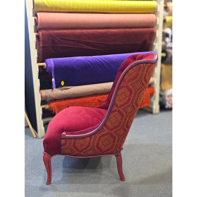 Hollywood Regency Mid-20th Century Bohemian Deep Button Tufted Accent Chair For Sale - Image 3 of 5