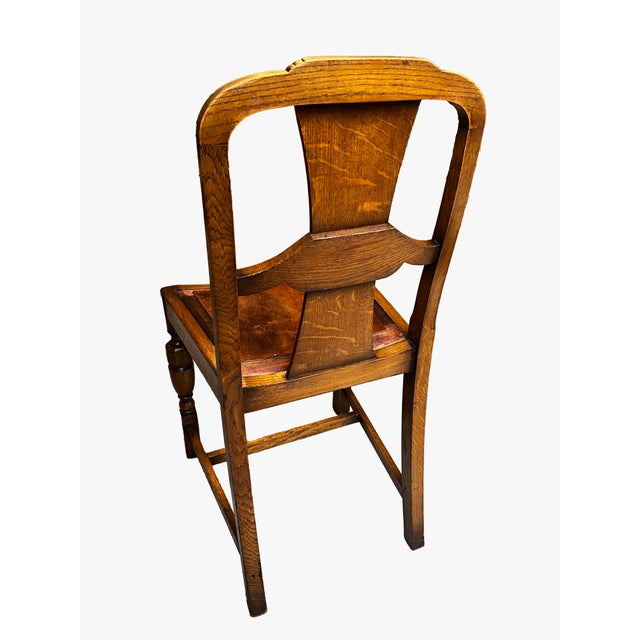 1940s Set of 3 English Oak Dining Chairs For Sale - Image 4 of 8
