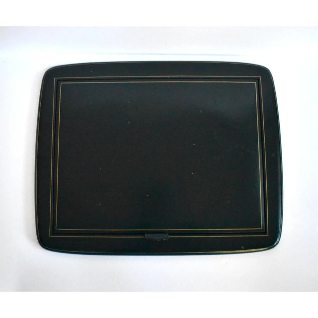 English Vintage Italian Green Leather Desk Set - Document Holder, Ashtray, and Letter Holder For Sale - Image 3 of 13