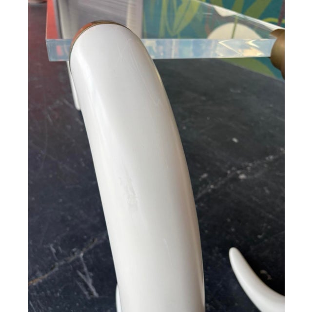 Suzzane Dahl & Jerry Barich Postmod Faux Elephant Tusk Brass & Lucite Console For Sale - Image 4 of 10