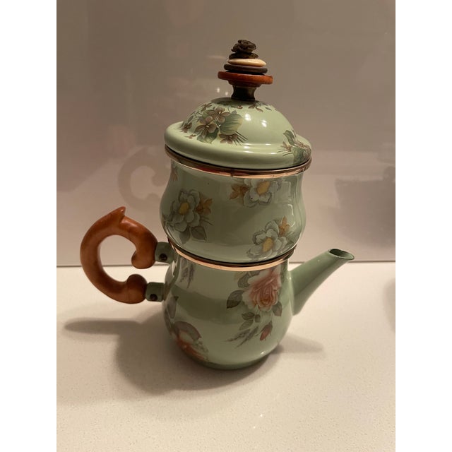 Wood Mid 20th Century Mackenzie-Childs High Tea Vintage Stackable Creme & Sugar Set For Sale - Image 7 of 9