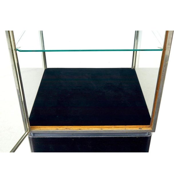 Vintage Art Deco Steel and Leather Glazed Display Cabinet, 1930s For Sale - Image 4 of 10