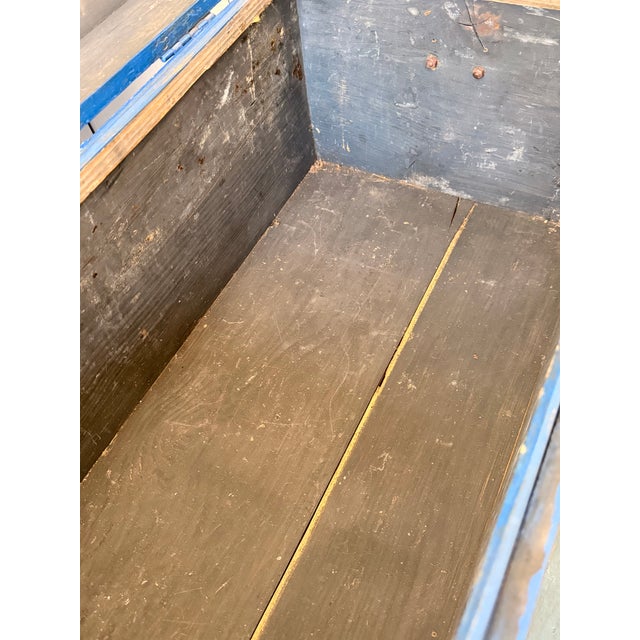 Blue Vintage French Painted Cobalt Blue Trunk For Sale - Image 8 of 9