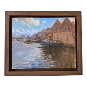 Contemporary British Oil by Listed Artist “Winter on Exeter Quay”, Framed