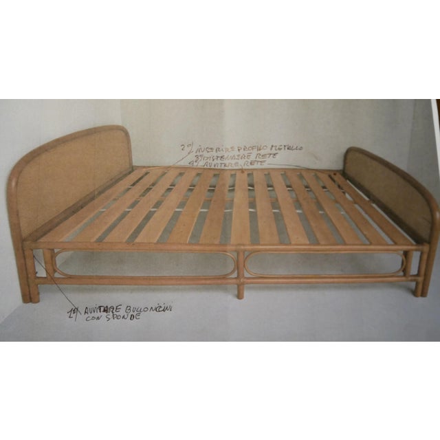 Wood Double Bed in Rattan and Vienna Straw by Gervasoni, 1970s For Sale - Image 7 of 8