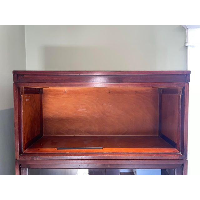 1930s Antique Walnut Globe Wernicke Four Stacking Barrister Bookcase For Sale - Image 5 of 13