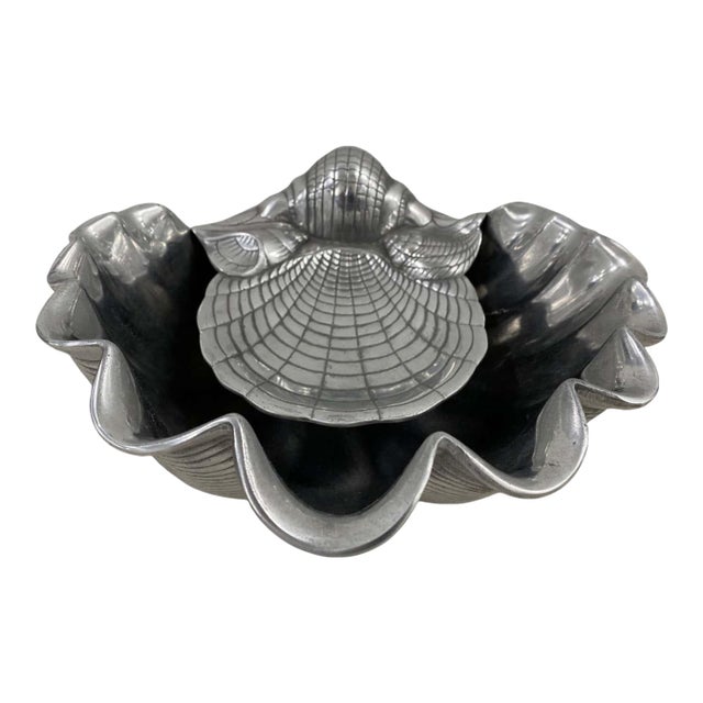 Cast Aluminum Clam Shell Serving Dish by Arthur Court, C.1980s For Sale