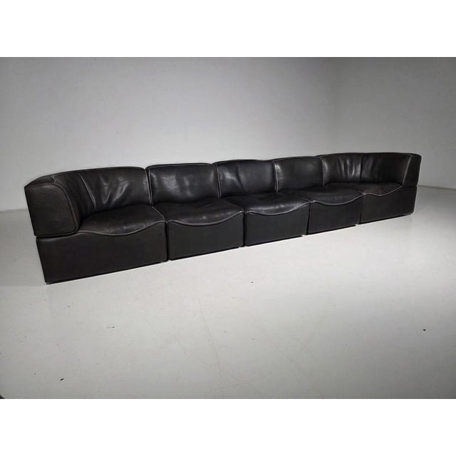 DS-15 Modular Sofa in Black Buffalo Leather from De Sede, 1970s For Sale - Image 10 of 10