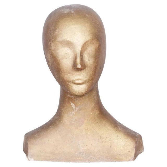 Mid-Century Modern Bust in Patinated Plaster, Czech, 1960s For Sale - Image 9 of 9