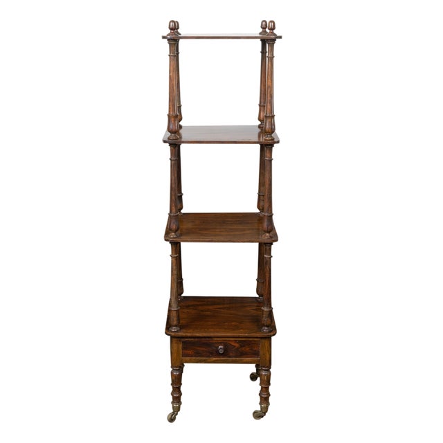 English 19th Century Wooden Trolley with Three Shelves and Single Drawer For Sale