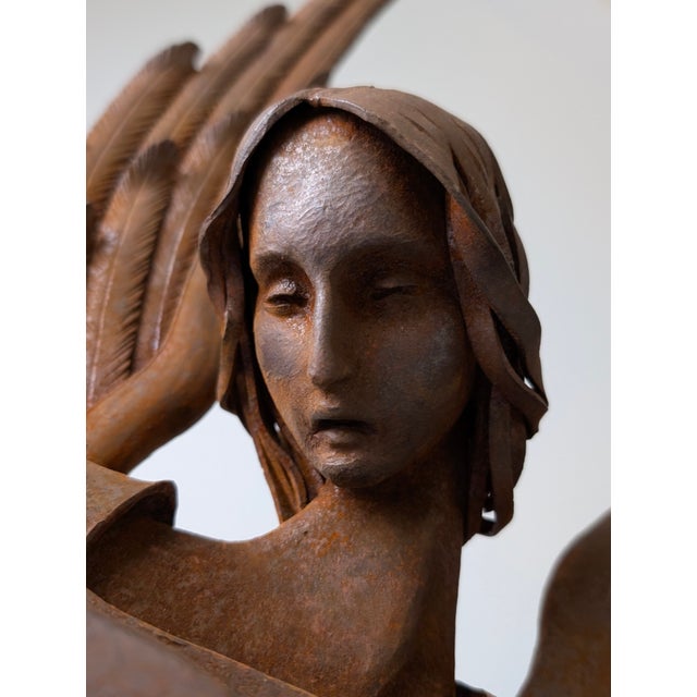 Spanish Renaissance Revival Forged Iron Angel Sculpture Playing Lute, 1920s For Sale - Image 7 of 18