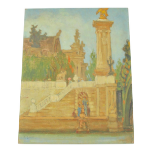 Richard Black Oil on Panel Pont Alexandre Et La Seine