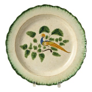 English Earthenware Peafowl Plate For Sale