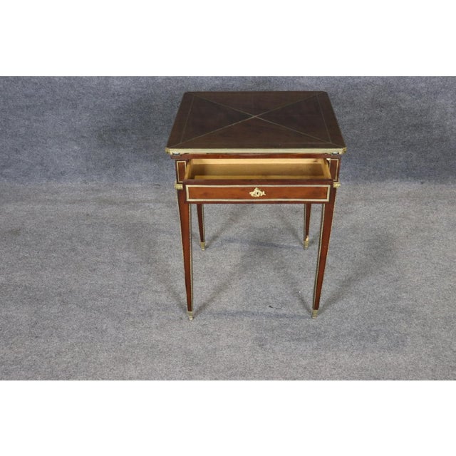 French Early 20th Century Fine French Mahogany and Felt Games or Napkin Louis XVI Table For Sale - Image 3 of 10