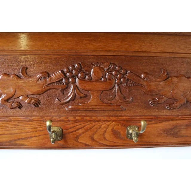 Wood Antique Renaissance Revival French Coat Rack Lion Masks, 1880 For Sale - Image 7 of 13
