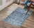 Cornflower Blue 6x9 Blue Hand-Knotted Wool Faded Denim Texture Tribal Modern Carpet Rug For Sale - Image 8 of 9