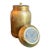 Vintage Brass Canister With Decorative Blue Enamel Top For Sale