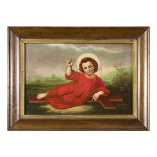 19th Century Jacques-Émile Lafon French Signed and Dedicated Religious Painting For Sale