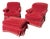 Pair of Pearson Armchairs With Matching Ottomans — Classic Skirted Lounge Chairs • Designer Upholstery For Sale