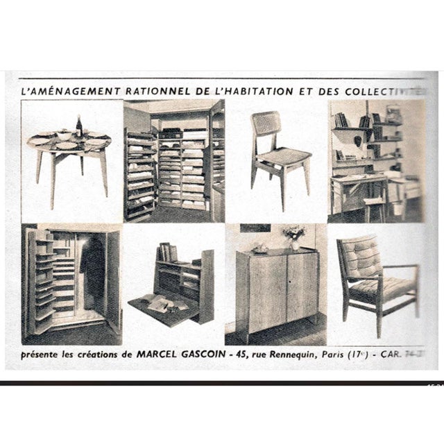 Mid-Century Modern Wooden Drop Off Wall Secretary attributed to Marcel Gascoin, 1950s For Sale - Image 17 of 18