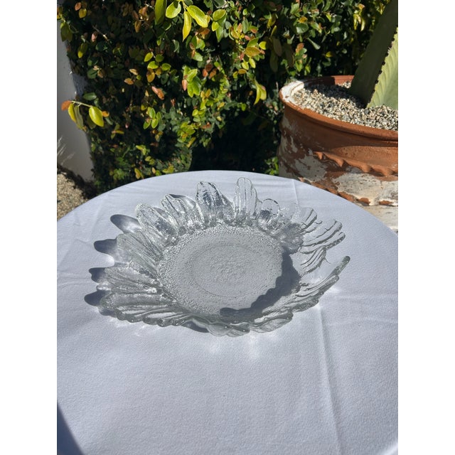 Mid-Century Modern Vintage Scandinavian Iced Glass Textured Platter For Sale - Image 3 of 18