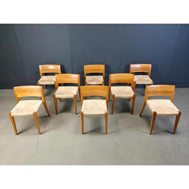 Italian modern 'ticino' dining chairs designed by Bruno Reichlin and Gabriele Geronzi and produced by Molteni & C....