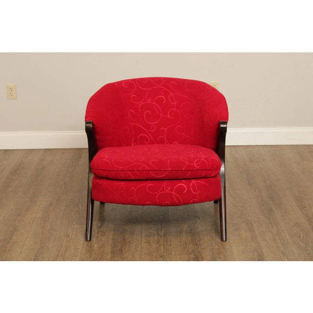 Mid-Century Modern 2010s Modern Style Custom Upholstered Red Club Chair For Sale - Image 3 of 13