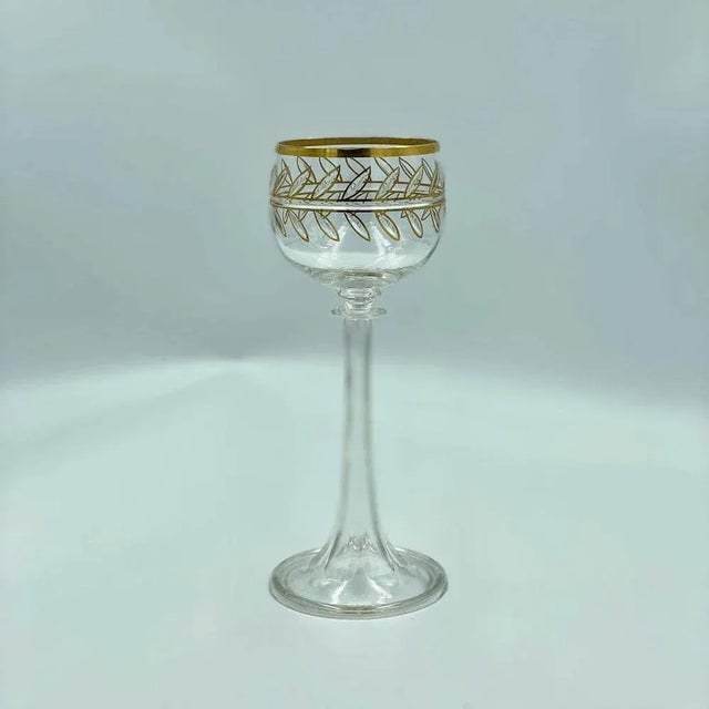 Antique Crystal Glasses with 24k Gold, France, 1890s, Set of 6 For Sale - Image 3 of 6