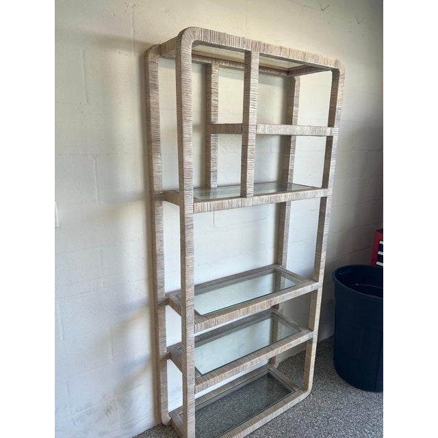 Palm Beach Whitewashed Rattan Etagere For Sale In New York - Image 6 of 18