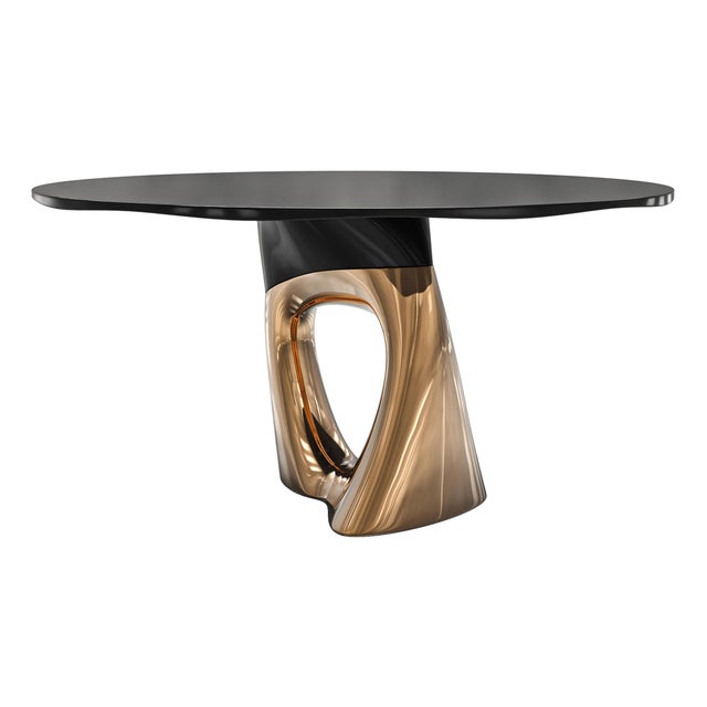 "Modena" Round Table With Bronze and Stainless Steel, Handmade For Sale - Image 9 of 12