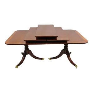 Late 20th Century Baker Williamsburg Colonial 8839 Mahogany Federal Inlay Extension Dining Table B