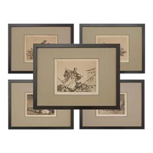 Goya Etching Disasters of War Framed Wall Art - Set of 5