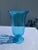 Vintage Mid 20th Century Aqua Glass Footed Vase For Sale In Little Rock - Image 6 of 8