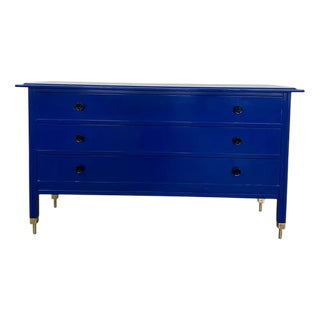 Blue Lacquered Wooden Chest of Drawers Model D154 by Carlo De Carli for Sormani, 1960s For Sale