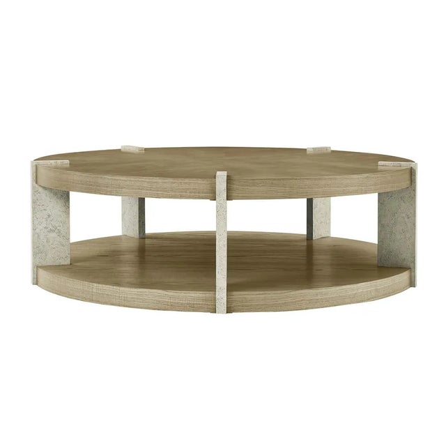Tan Modern Round Coffee Table For Sale - Image 8 of 8
