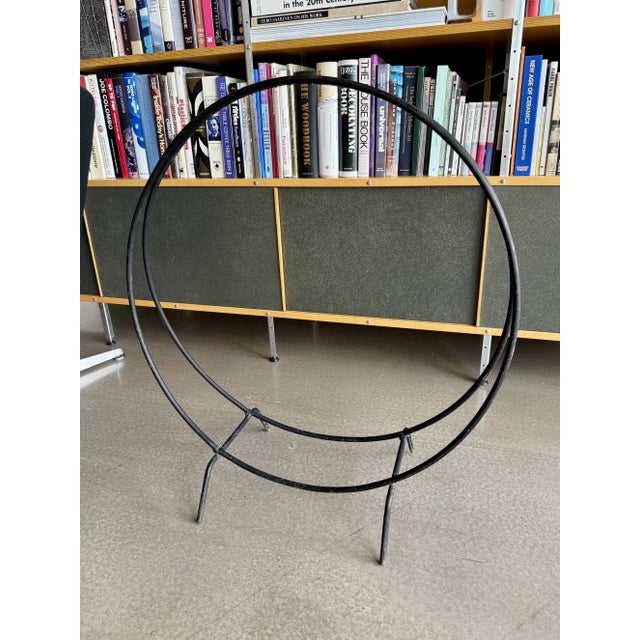 1960s 60s Solid Wrought Iron Fireplace Log Holder Hoop Design Umanoff Tepper Style For Sale - Image 5 of 12