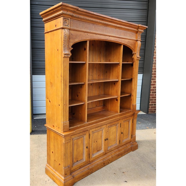 Ethan Allen Ethan Allen Massive Hardwood Bookshelf Wall Unit For Sale - Image 4 of 8