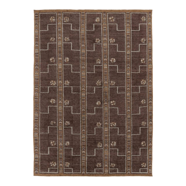Rug & Kilim’s Oversized Scandinavian Style Rug in Earthy Brown Hues For Sale