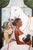 Moisés Villafuerte Pastel-Toned Abstract Contemporary Figurative Painting of a Bride with Helper, 2022 For Sale