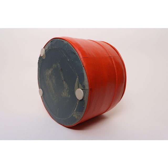 Plastic Mid-Century Modern Orange Pouf / Foot Stool / Ottoman For Sale - Image 7 of 16