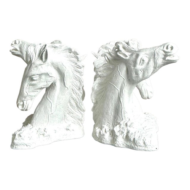 Vintage Boho Plaster Over Fiberglass Horse Dining Table Pedestals - A Pair For Sale