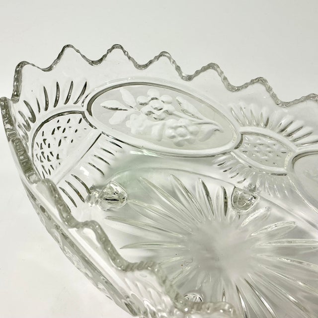 Mid 20th Century Mid-Century Boho Chic Hollywood Regency Glass Footed Centerpiece/Fruit Bowl For Sale - Image 5 of 16