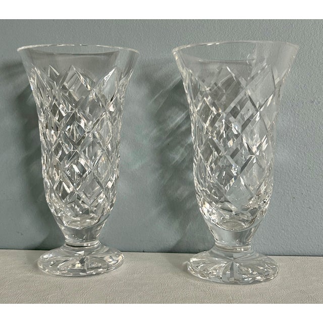 Vintage (1980's) Pair of Footed Bud Vases have a Transitional /Traditional Style. Made by Waterford. Crystal.Footed. The...