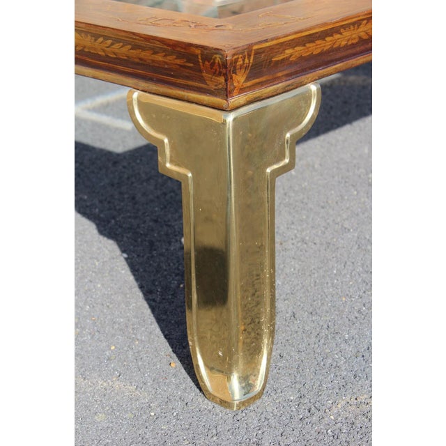 Wood Mastercraft Chinoiserie Glass-Top Coffee Table For Sale - Image 7 of 12