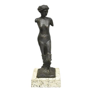 Vintage Mid Century Modern Bronze Nude Woman Sculpture Figure Signed "A Risi" For Sale