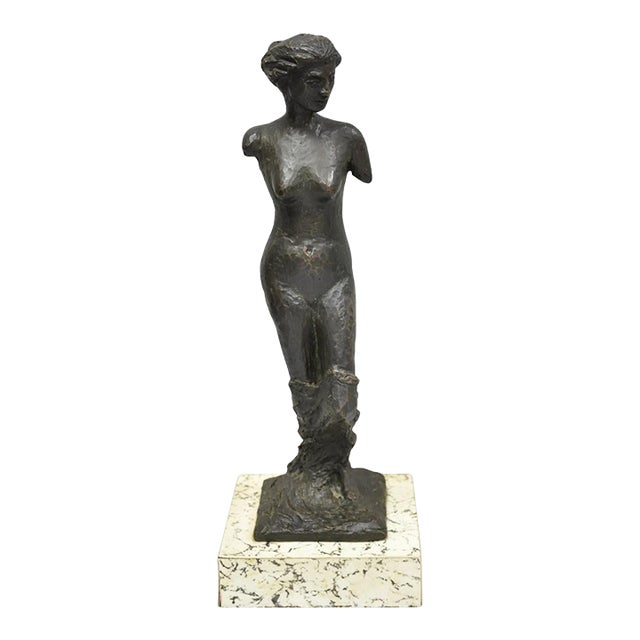 Vintage Mid Century Modern Bronze Nude Woman Sculpture Figure Signed "A Risi" For Sale