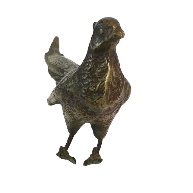 Mid-Century Modern Mid 20th Century Brass Chicken Figurines - Set of 2 For Sale - Image 3 of 10