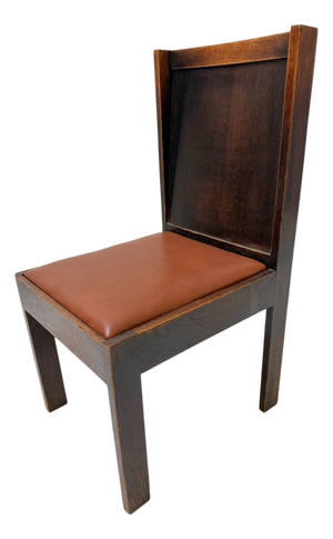 Art Deco Modernist Side Chair with Leather Seat, 1930s